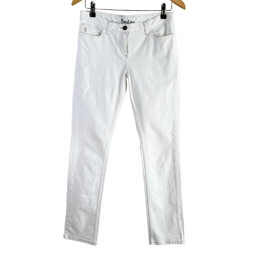Boden White Straight Leg Jeans Mid Rise 30" Inseam Size 6R
